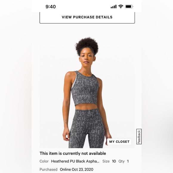 Lululemon Power Pivot Gray Camo Tank Top Size 10 - Picture 7 of 8